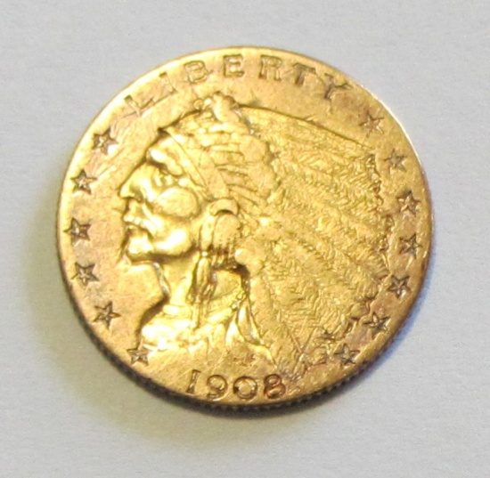 $2.5 GOLD 1908 QUARTER EAGLE