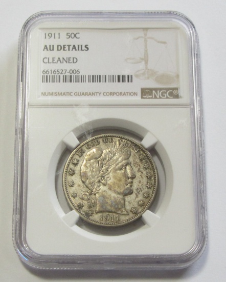 1911 BARBER HALF AU DETAILS NGC GREYSHEET WHOLESALE BID IS $270