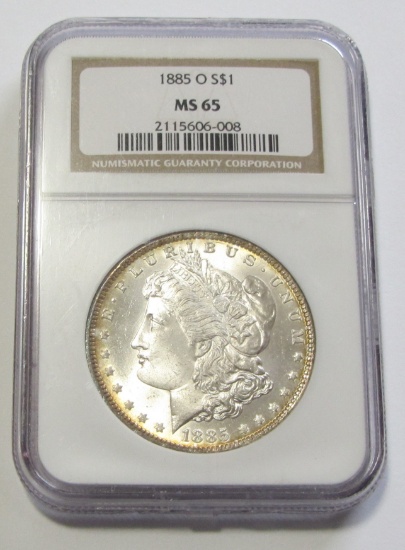 GEM $1 1885-O MORGAN NGC MS 65