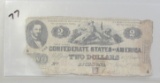 TOUGHER $2 CONFEDERATE NOTE 1862