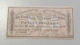 $15 CONFEDERATE BOND COUPON 1864