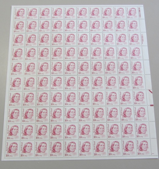 MINT SHEET 10 CENTS EACH RED CLOUD $10 FACE VALUE