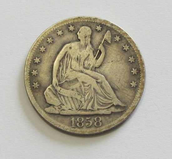 1858-S SEATED HALF DOLLAR