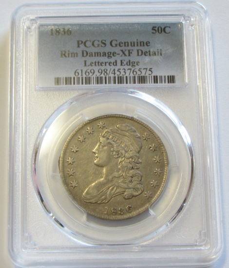 1836 CAPPED BUST HALF PCGS XF LETTERED EDGE