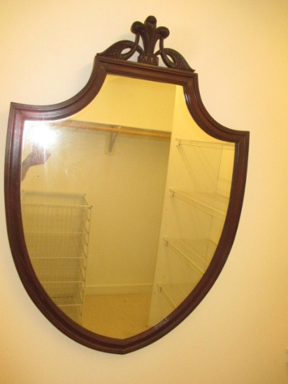 Mahogany Shield Design Vintage Mirror 28" X 39"