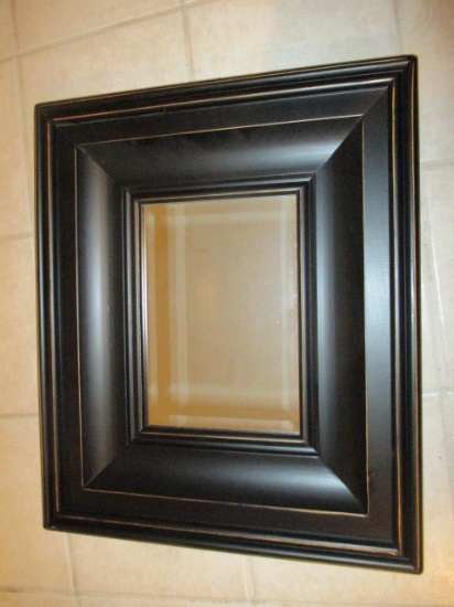 Black Wood Beveled Mirror with Gold Accents 22" X 28"