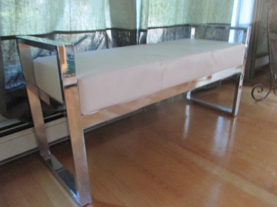 Modern Design Metal and Bonded Leather Bench 40" X 15" X 20"