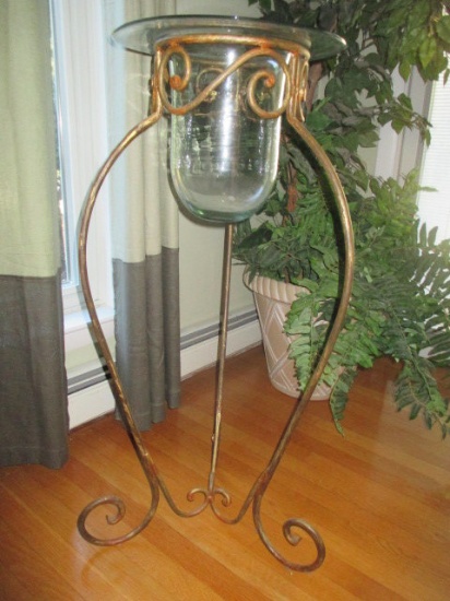 Metal and Glass Plant Stand 37"