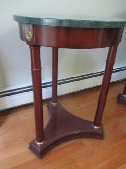 Marble Top Round 3 Leg Table 18" X 25"