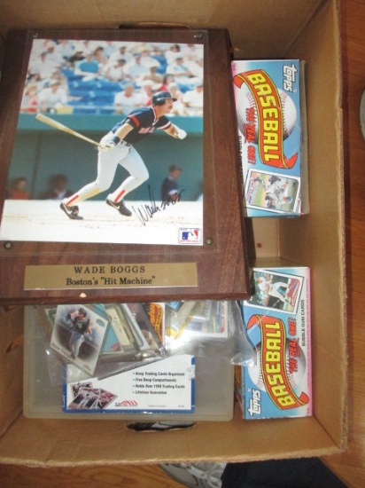 Wade Boggs Autographed Photo, Unopened 1989 and other Baseball Cards