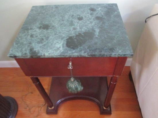 Marbletop Empire Style One Drawer Stand 20" X 16" X 29"
