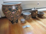 Asian Vases, Ginger Jar, Bowl & Covered Box