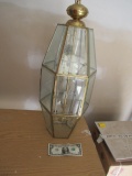 Brass & Beveled Glass Hanging Lamp 26