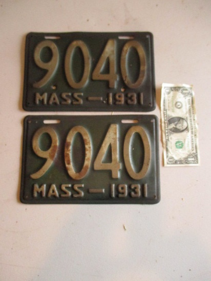 1931 Low Number License Plates (Extra Holes Drilled)