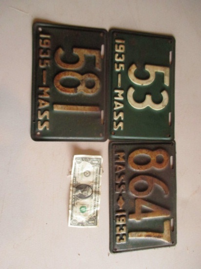 Mass Low Number 1935 & 1933 License Plates