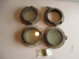 4 Brass Ship Portholes (1 missing glass) & Bow Light in Package