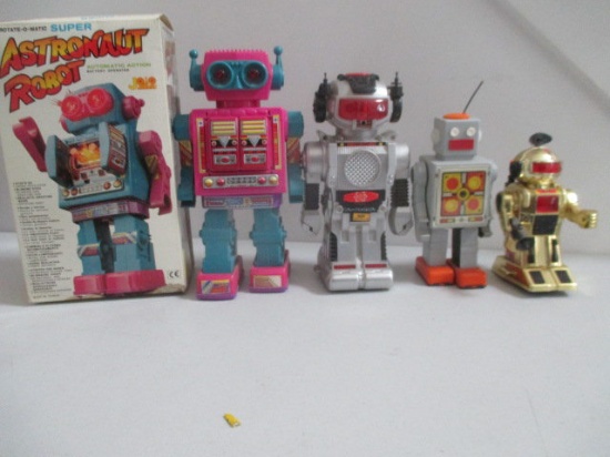 Jolo Rotate-O-Matic, New Bright 2002 Model B and 2 Other Toy Robots