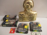 C-3PO Action Figures Case, 2 Probe Droids In Package, 2 Sets Catina Aliens and R2D2 Die Cast Pendant