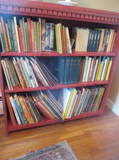 Red Painted Bookcase 3 Shelves 42" x 41"  x 12" - Books Not Included