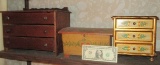 Doll Chest of Drawers and 2 Other Wooden Boxes