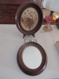 Victorian Walnut Mirror and Frame with Dried Flowers
