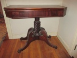 Carved Mahogany Game Table - Opened 36