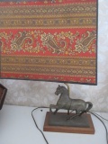 Spelter Base Horse Lamp with Paisley Shade 23