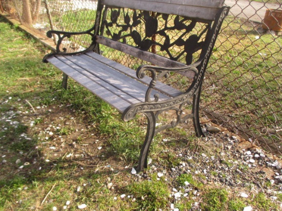 Wood and Metal Bench 50"