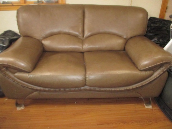 Bonded Leather Loveseat with Metal Feet 70"