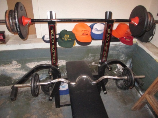Gold's Gym Weight Bench, Machine and Weights