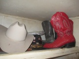 Stetson Hat and Other Hats and Cowboy Boots