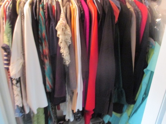 Closet full of vintage clothes and shoes - many med. & large many 8 to 9 shoes
