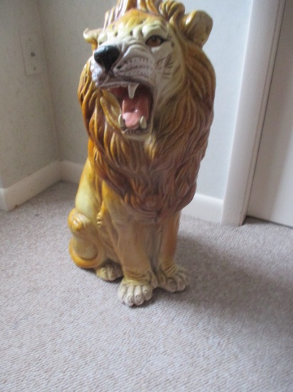 Glazed clay lion (missing tooth) 23" High