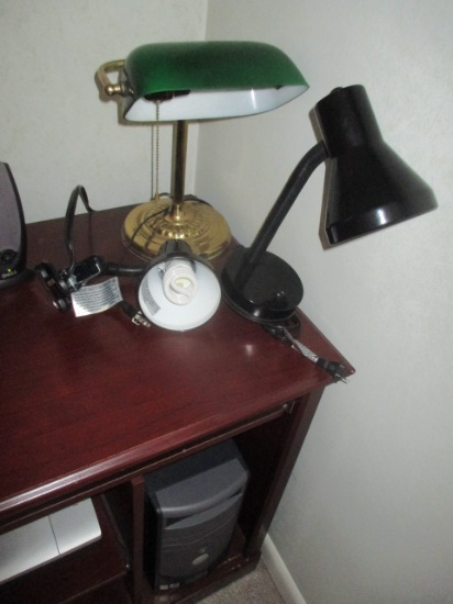 Bankers lamp and 2 gooseneck lamps