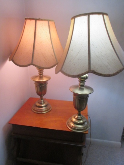 Pair brass table lamps 29"