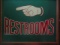 Vintage fiberboard restrooms sign 22