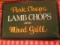 Pork Chops and Lamb Chops sign paint on fiberboard 25