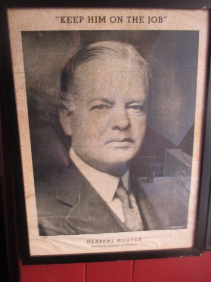 Herbert hoover - Keep him on the Job campaign poster Frame 17" X 22 1/2" creased
