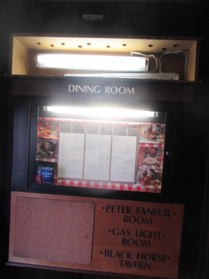 Durgin Park menu board wood & glass - missing light cover 36" X 48"