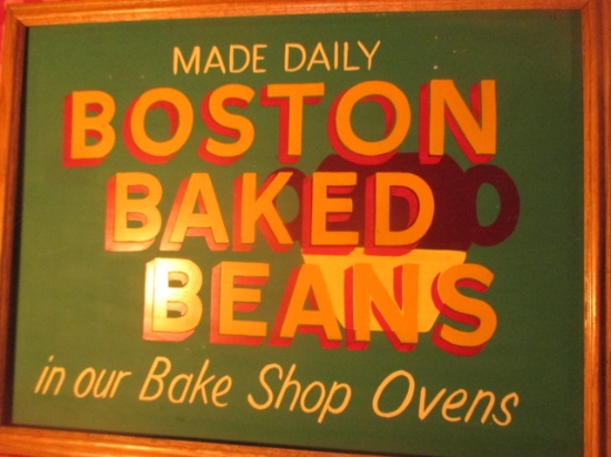 Boston Baked Beans made daily sign paint on chalkboard 24" X 18" - staining