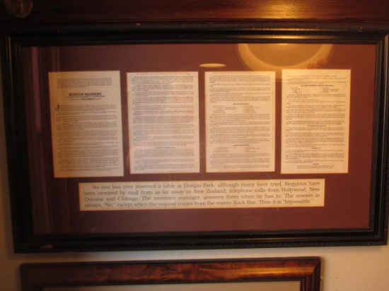 Durgin Park Collier's magazine article - frame 27 1/2" X 16"