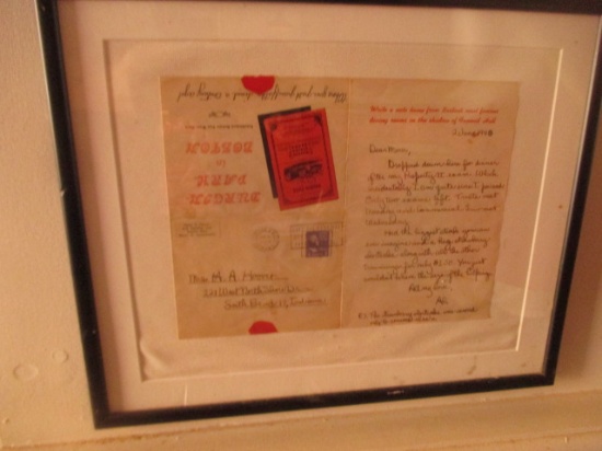 1948 Durgin Park customer appreciation letter Frame 14" X 17"