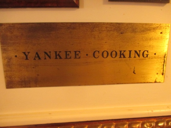 Vintage brass "Yankee Cooking" sign 22" X 8 1/2"