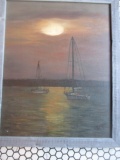 Sailboats signed oil on canvas 22