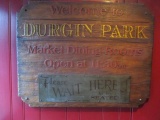 Durgin Park wooden sign with metal plaque 35 1/2