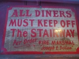 Diners Must keep off stairs tin sign 18