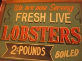 Fresh Live Lobsters 2 1/4 pounds boiled sign paint chalkboard 24