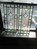 Pair Leaded Stained Glass Panes 13