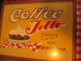 Coffee Jello with Real Whipped Cream  fiberboard sign staining 25 1/2