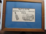 Sperm Sewing Machine and Bicycle Oil New Bedford framed ad - 17 1/2